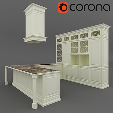 Elegant Oak Kitchen: Olivia 3D model image 1 