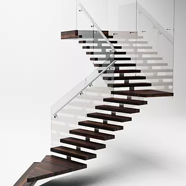 Sleek Steel Staircase 3D model image 1 