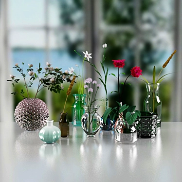 Elegant Wildflower Vases 3D model image 1 