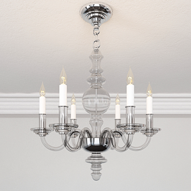 Elegant Crystal Chandelier with Polished Nickel 3D model image 1 