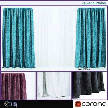 Luxurious Velvet Curtains 3D model image 1 