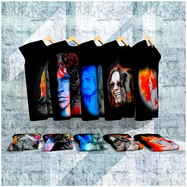 Rock Legends T-Shirt Set 3D model image 1 