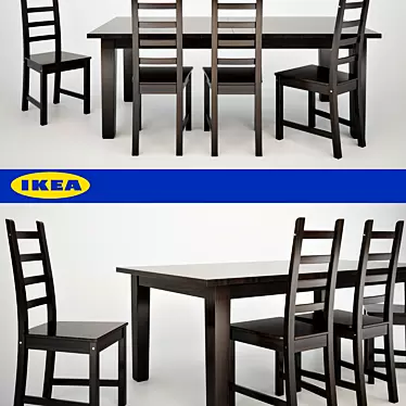 Modern Scandinavian Dining Set 3D model image 1 