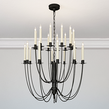 Elegant Erika Two-Tier Chandelier 3D model image 1 