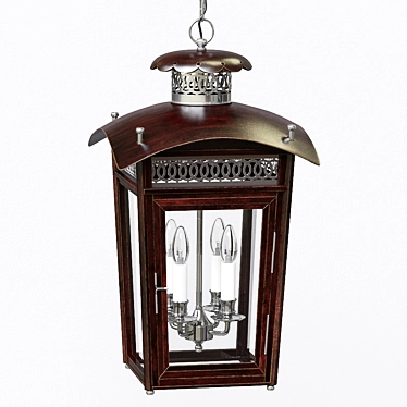 Elegant Wood & Nickel Lantern 3D model image 1 