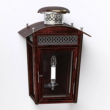 Elegant Mahogany Wall Lantern 3D model image 1 