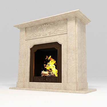 Stylish Fireplace Model with Photo 3D model image 1 