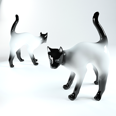 Elegant Cat Figurine 3D model image 1 