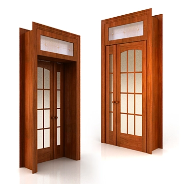 High and Stylish Half-Glass Double Doors 3D model image 1 