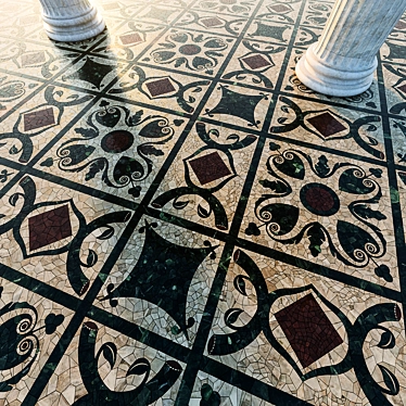 Roman-Inspired Marble Mosaic Tiles 3D model image 1 