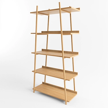 Stylish Oak Veneer Shelves 3D model image 1 