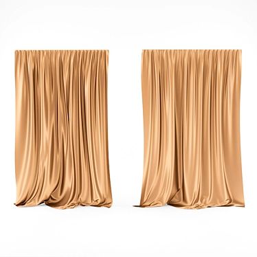 Luxurious Silk Curtains with Golden Reflection 3D model image 1 