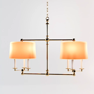 Elegant 6-Light Antique Brass Chandelier 3D model image 1 