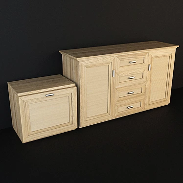 Lapis Dresser with Stella Side Table - Elegant Oak Furniture 3D model image 1 