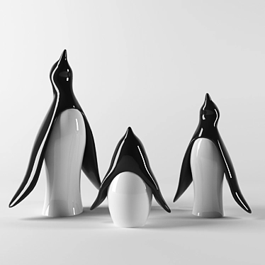 Playful Penguin Figurines 3D model image 1 