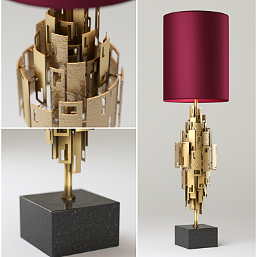 Glam Bordeaux Satin Brass Table Lamp 3D model image 1 