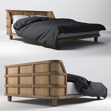 Supra Queen Bed: Mermelada's Oak & Cane Design 3D model image 1 