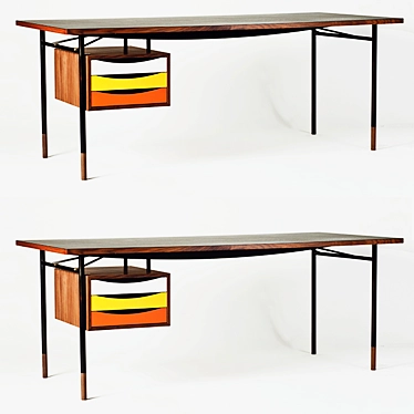 Scandi Steel Pipe Desk 3D model image 1 