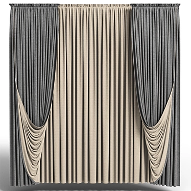 Elegant Trio of Curtains 3D model image 1 