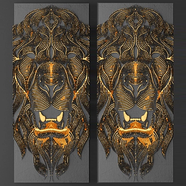 Regal Lion Wall Panel 3D model image 1 