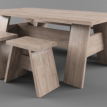 Natural Wood Table 3D model image 1 