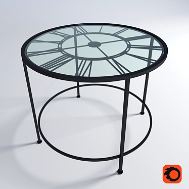 Vintage Clock Forged Glass Table 3D model image 1 