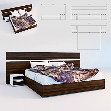 Elegant Bed Set 3D model image 1 