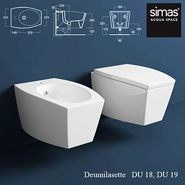 Simas Duemilasette Toilet and Bidet Set 3D model image 1 