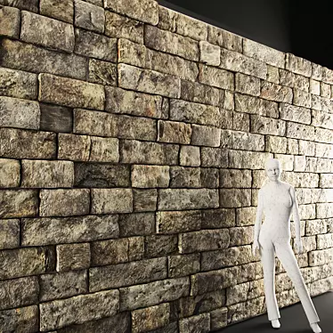 Premium Sandstone Wall - 3x7.5m 3D model image 1 