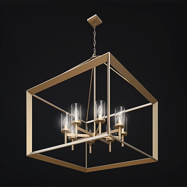 Sleek White Gold Chandelier 3D model image 1 