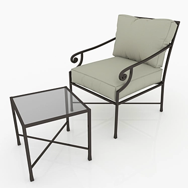 Versatile Table and Armchair Set 3D model image 1 