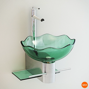 Stylish Wall-Mounted Glass Basin 3D model image 1 