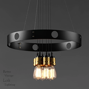 Retro Industrial Pendant Light 3D model image 1 