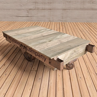 Vintage Factory Cart Coffee Table 3D model image 1 