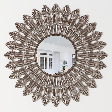 Elegant Reflection - Antique Silver Mirror 3D model image 1 
