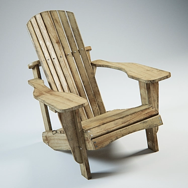 Natural Wood Adirondack Chair 3D model image 1 