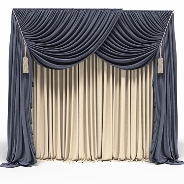 Elegant Set of 3 Curtains 3D model image 1 