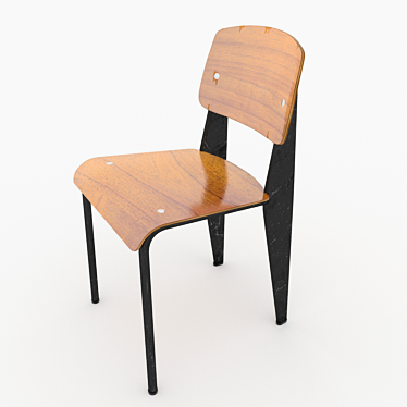 Vintage Prouvé Chair: Iconic Elegance 3D model image 1 