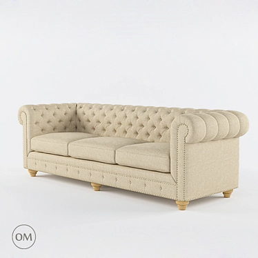 Luxury Chester 3 Seat Sofa 3D model image 1 