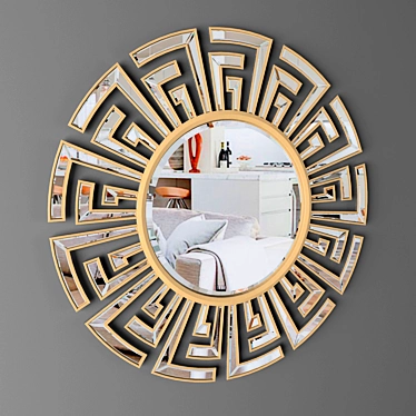 Puji Round Art Deco Mirror 3D model image 1 