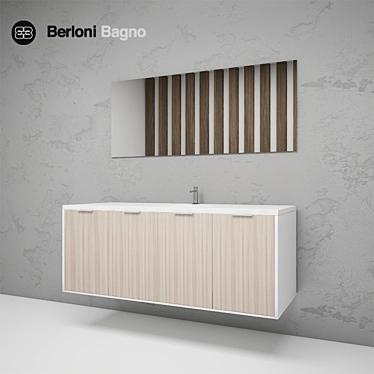Berloni Manhattan 4: Sink, Cabinet, Mirror 3D model image 1 