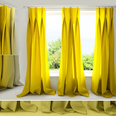 Puffy Tucked Curtains 3D model image 1 