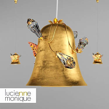 Lucienne Monique GM 13G: Antique Gold-Silver Butterfly Pendant 3D model image 1 