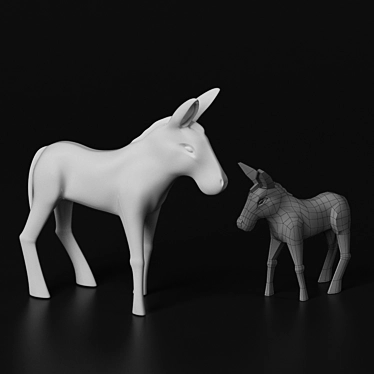 Sleek Donkey Statuette 3D model image 1 