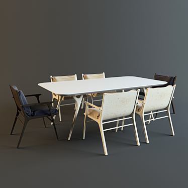 Modern Dining Set: REN Collection by Stellar Works 3D model image 1 