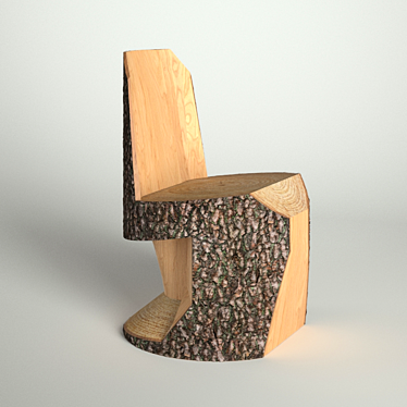 Rustic Log Chair 3D model image 1 