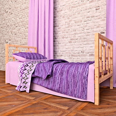 Nursery Bedding with Curtains 3D model image 1 