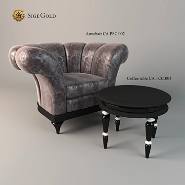 Italian Coffee Table & Chair Set 3D model image 1 