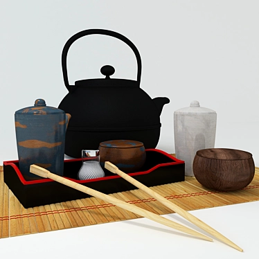 Translation: Table setting in a Japanese style, may be needed for creating a Japanese restaurant.

Supposed title: Japanese Table Setting 3D model image 1 