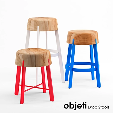 Objeti Drop Stools: Versatile Heights 3D model image 1 